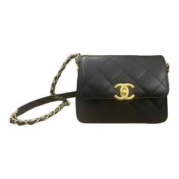 CHANEL Grain Bright Calfskin Shoulder Bag, Crossbody Bag Mini Women's Black