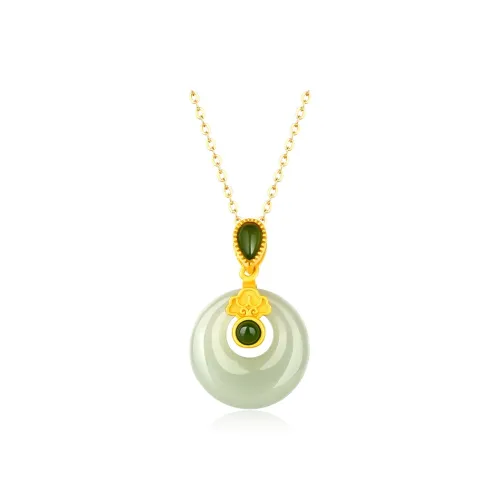 GOLDFISH ALLEY Gifts Hetian Jade Necklaces Jasper Unisex Pale Greenish White Jade Women's