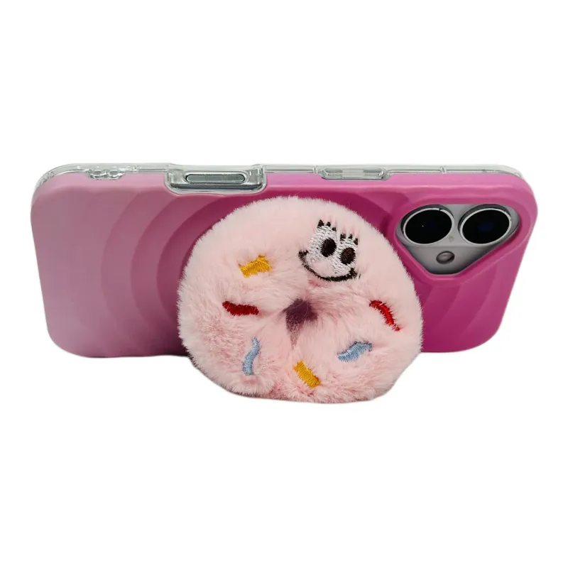 Wei Xin Acrylic Material Pink Donut Magnetic Stand Phone Cases Compatible With IPhone 16/15 Pro Max/Apple 13/14 Pro/Max-3
