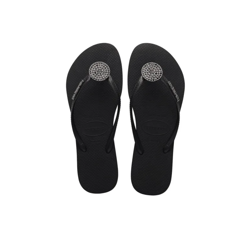 Havaianas Slim Rubber Sole Slip-Resistant Flip Flops Women's Black-4