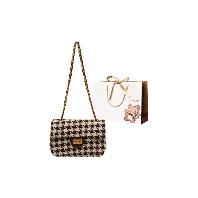 ERANGBEAR Fabric Shoulder Bag Women's Black Diamond Pattern/Coffee Diamond Pattern/Black Houndstooth/Coffee Houndstooth-13