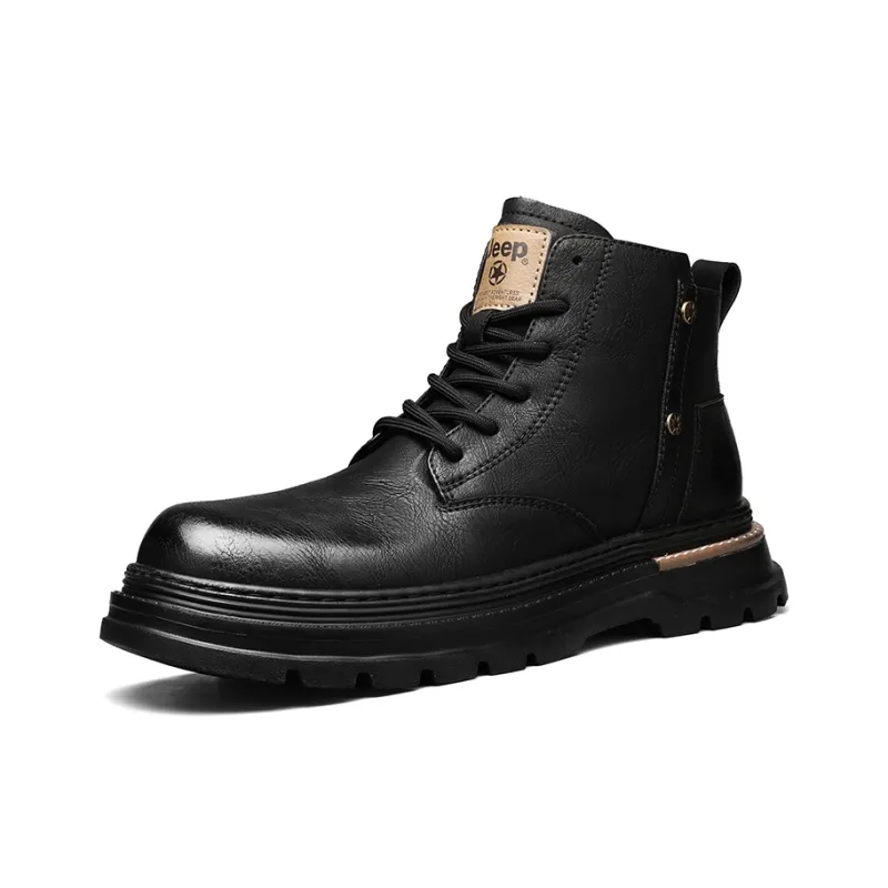 Jeep Vintage Classic Martin Boots Short Martin Boot Men's Black Warrior-4