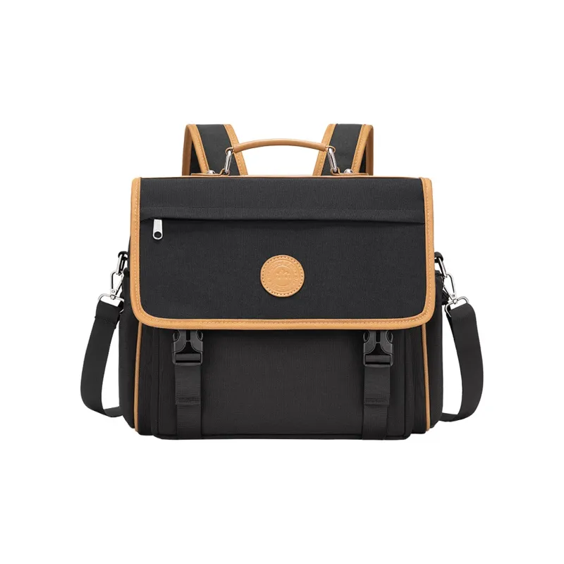 V.NINE Fabric With Synthetic Leather Backpack Large Size Unisex Dusty Gray/Classic Black-8