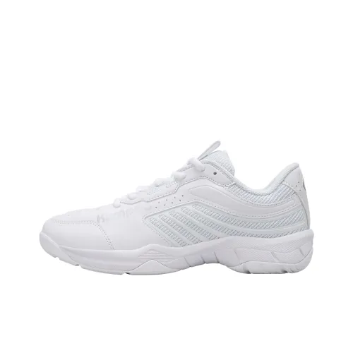 KUMPOO Cushioning Slip Resistant Breathable Coverage Support Low Top Badminton Shoes Unisex White
