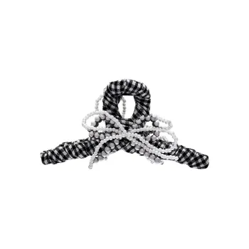 ROYALSASA Cotton Linen Blend Faux Pearl Hair Claw Clip Women's