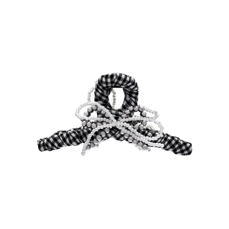 ROYALSASA Cotton Linen Blend Faux Pearl Hair Claw Clip Women's-0