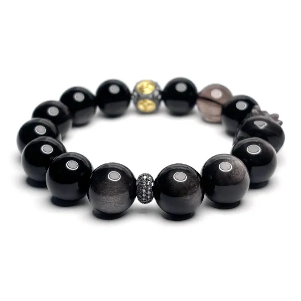 MOUNTAINS AND MANS Obsidian New Chinese Style Good Luck Beaded Bracelet Men's-3