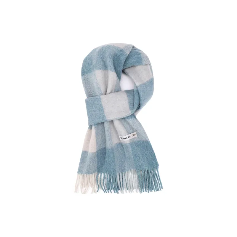 MITHAOL KUSC 100% Sheep Wool Knit Scarves Women's Khaki-6