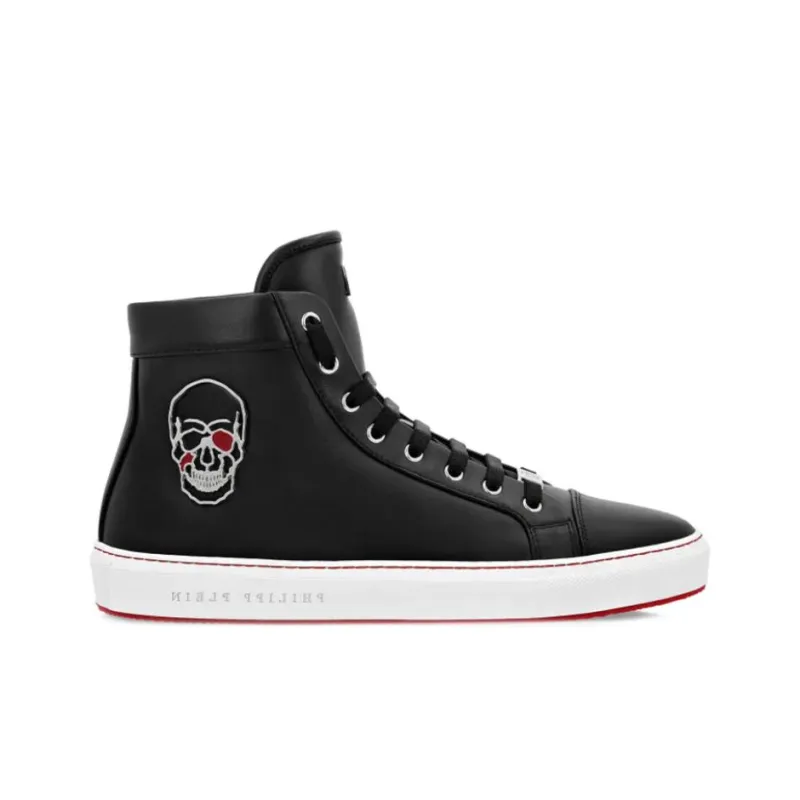 PHILIPP PLEIN High Top Stylish Skateboarding Shoes Men's Black-1