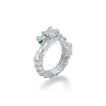 APORRO Dragon 2 Series Chalcedony Rings Unisex 18K White Gold Plated/14K Gold Plated