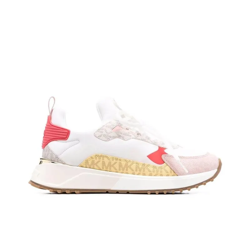 MICHAEL KORS Theo Cushioned Slip-Resistant Abrasion-Resistant Low-Top Casual Shoes Women's White Red-1