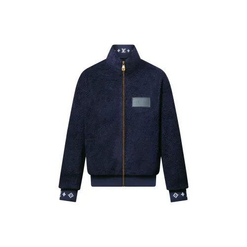 LOUIS VUITTON Leather Patch Fleece Blouson