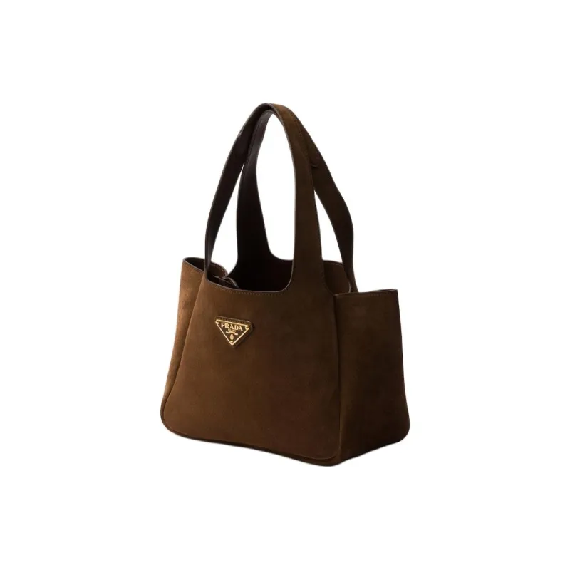 PRADA Suede Handbag Mini Women's Dark Brown-1