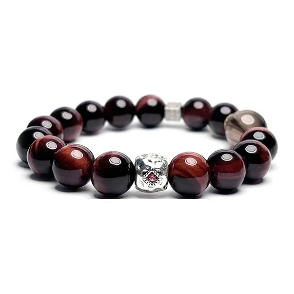 MOUNTAINS AND MANS Tiger's Eye Stone New Chinese Style Good Luck Beaded Bracelet Men's-3