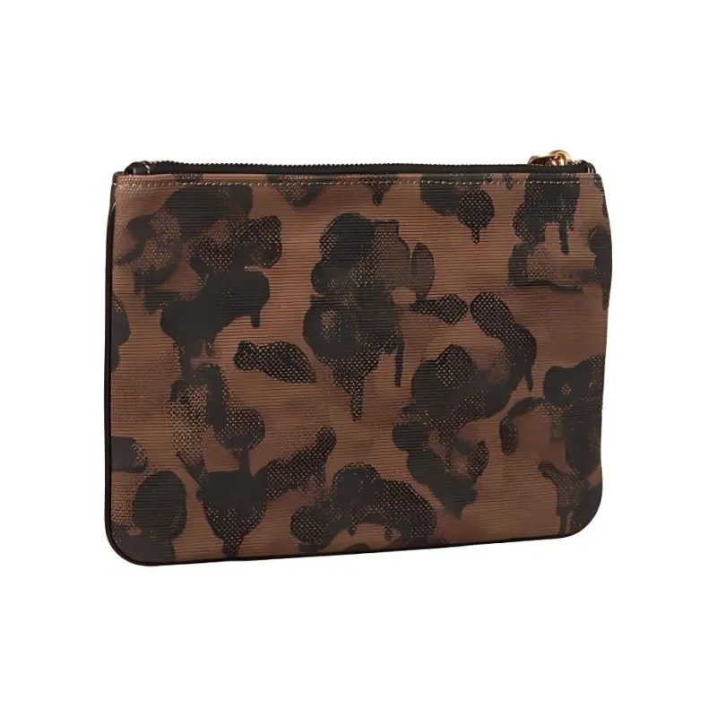 COACH TurnlockPouch Canvas With Leather Wallets Clutches Women's Brown/Monogram Multicolor-1