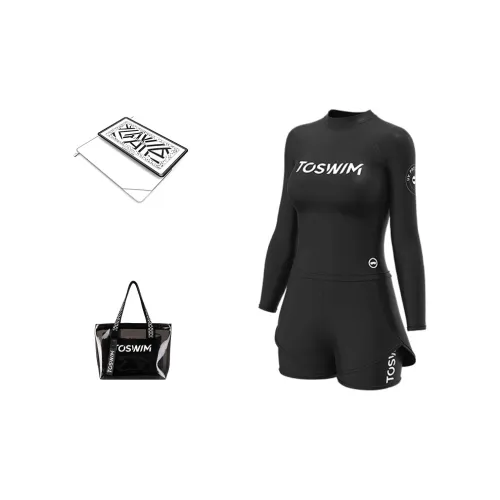 TOSWIM Swim Set Vacation Three Piece Set Women's Ink Fish Black