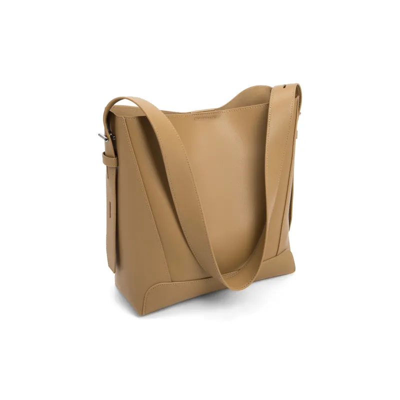 PAULS BOUTIQUE Cow Leather Handbag, Shoulder Bag Regular Women's Brown/Apricot-4