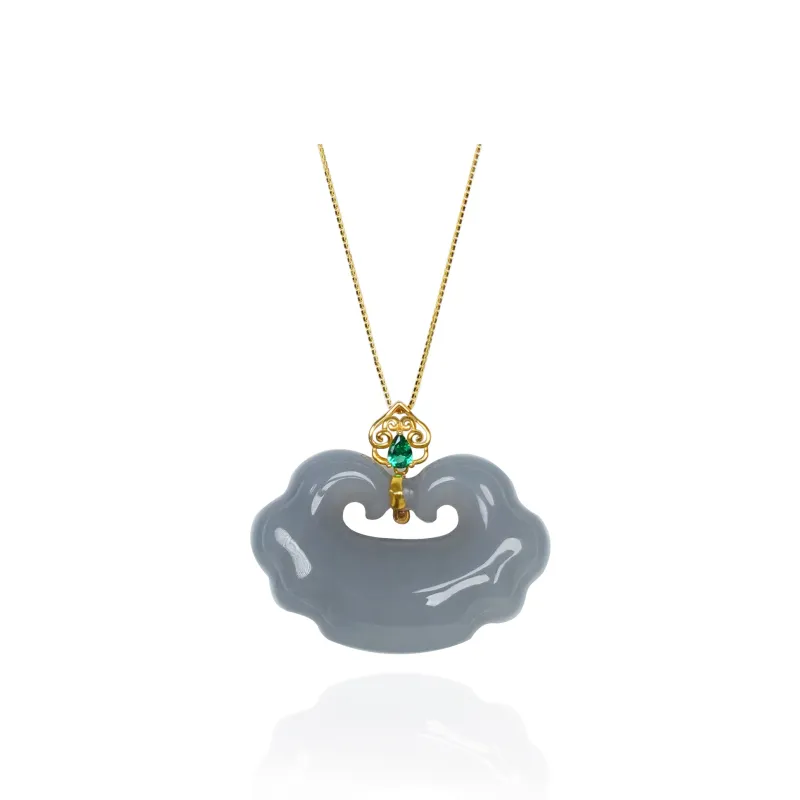 CUIYOUSHIJIA Hetian Jade Pendant, Comes With Gold Plated S925 Sterling Silver Chain Smoky Purple Women's-0
