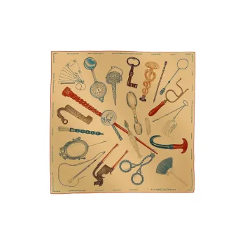 HERMES Mulberry Silk Silk Scarves Women's Gilded Beige