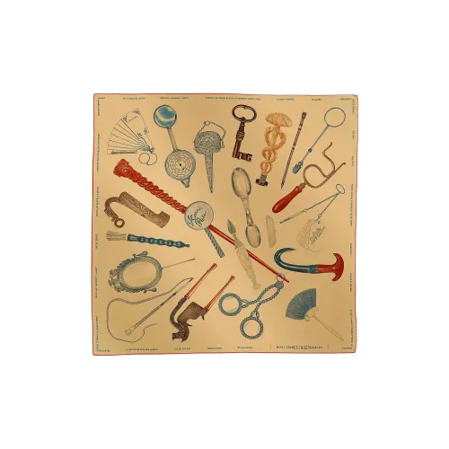 HERMES Mulberry Silk Silk Scarves Women's Gilded Beige