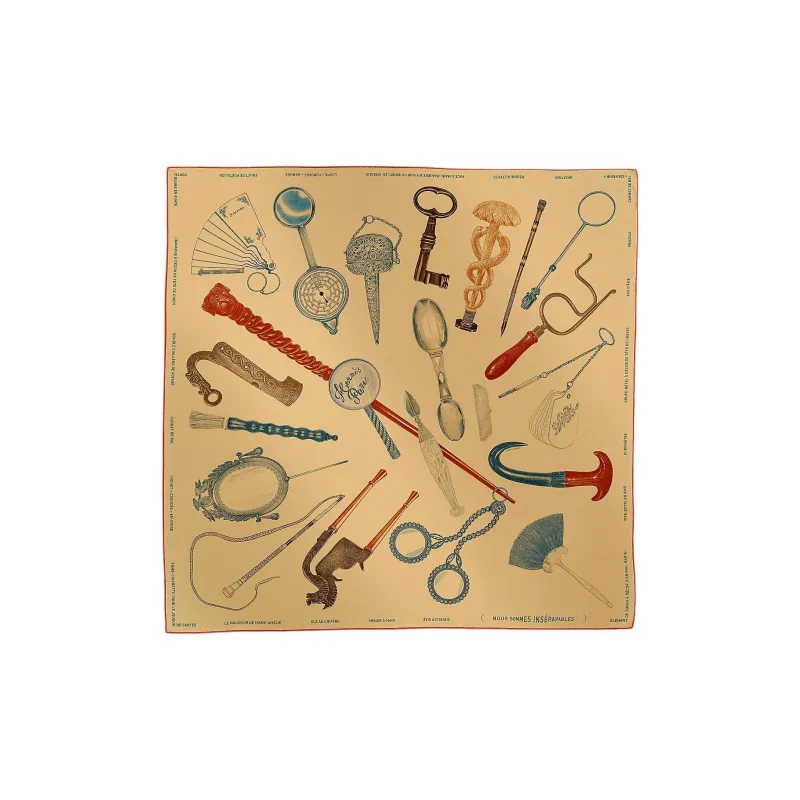 HERMES Mulberry Silk Silk Scarves Women's Gilded Beige-0