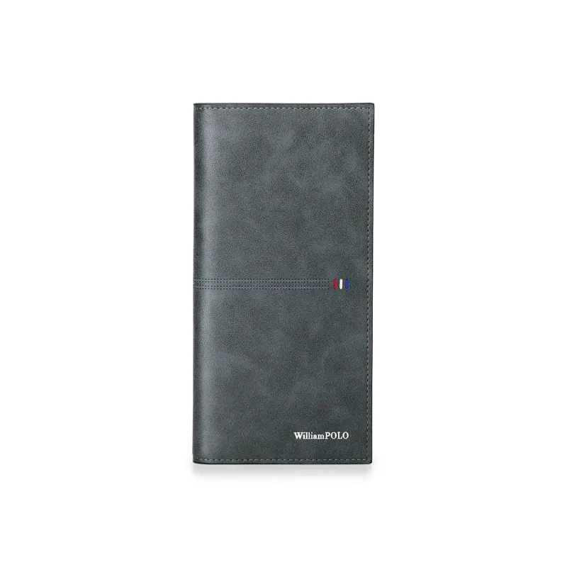 WilliamPOLO Microfiber Synthetic Leather Wallet Men's Blue Gray-1
