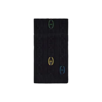 HERMES Cashmere Knit Scarves Men's Black