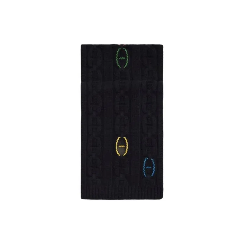 HERMES Cashmere Knit Scarves Men's Black-0