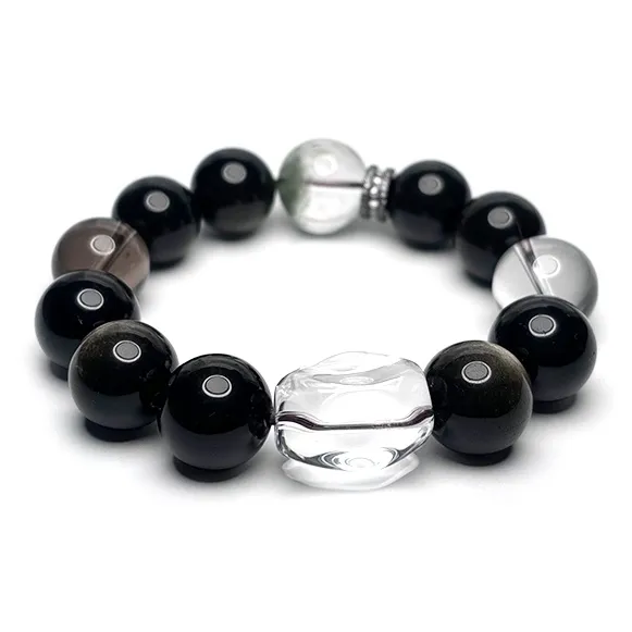 MOUNTAINS AND MANS Obsidian New Chinese Style Good Luck Beaded Bracelet Men's-1