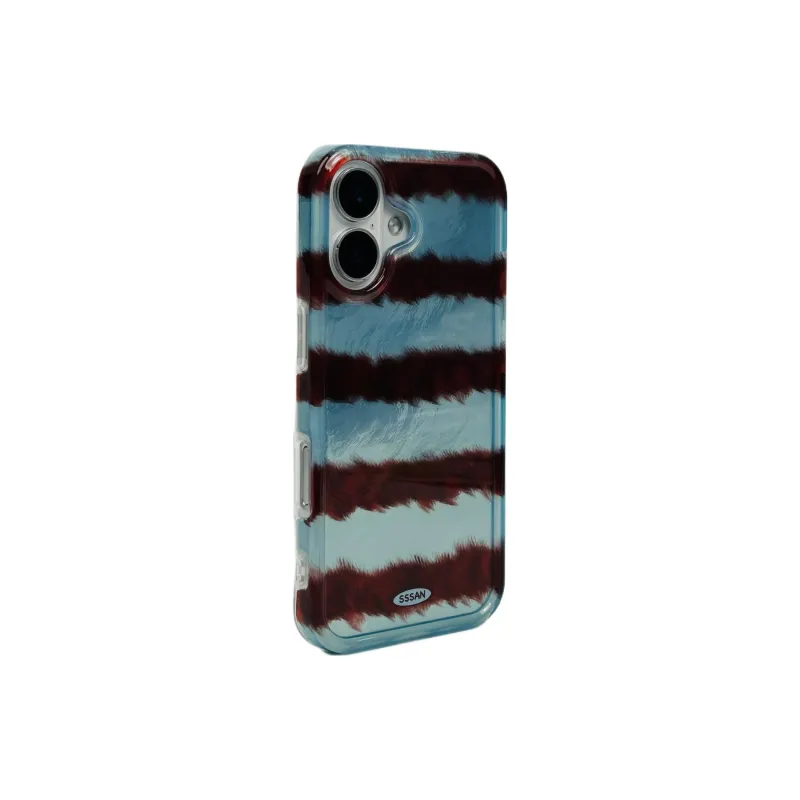 Wei Xin Acrylic Material Blue Brown Zebra Print Phone Cases Compatible With IPhone 16/15 Pro Max/Apple 13/14 Pro Max/12-1