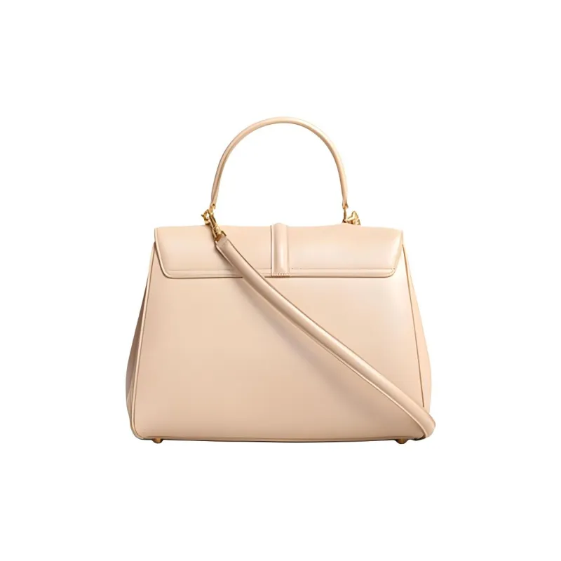 CELINE 16 Satin Cow Leather Portable Crossbody Bag, Shoulder Bag Medium Size Women's Nude-2