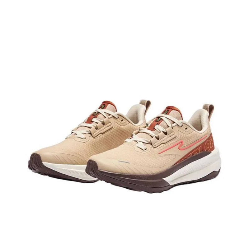 Erke Cushioned Slip-Resistant Low-Top Running Shoes Women's Beige Brown-2