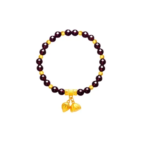 YORISTEINK New Chinese Style Good Luck Lotus Fortune Bead #Good Luck 999 Solid Gold Fixed Price Gold Bracelet Women's