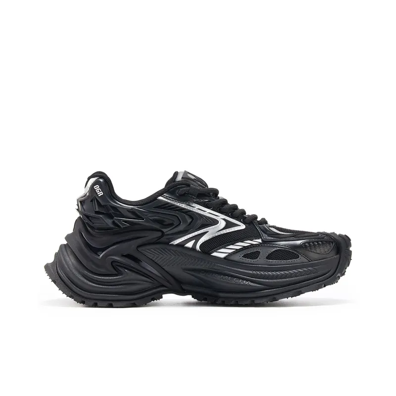 OGR Wear Resistant Breathable Height Increasing Low Top Running Shoes Unisex Black Silver-1