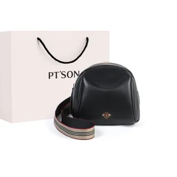 PT'SON Cow Leather With Synthetic Leather Shoulder Bag, Crossbody Bag Regular Women's Black