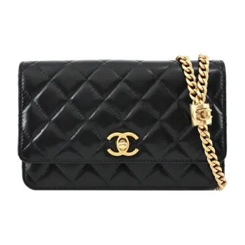 CHANEL Sheepskin Wealth Bag Wallet Shoulder Bag Crossbody Bag Regular Women's Black
