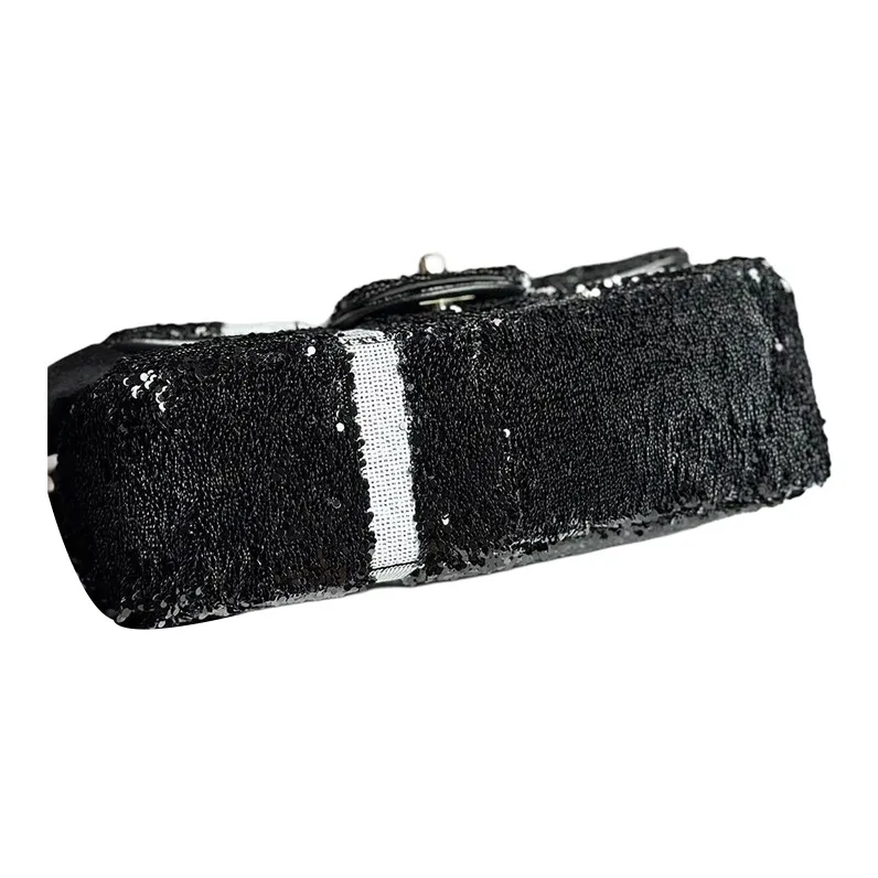 CHANEL Sequins Shoulder Bag, Crossbody Bag Women's Black-3