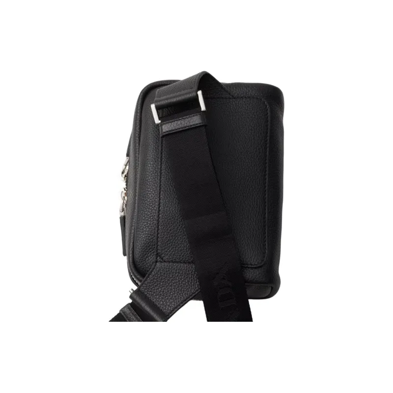 PRADA Leather Crossbody Bag Shoulder Bag Men's Black-2
