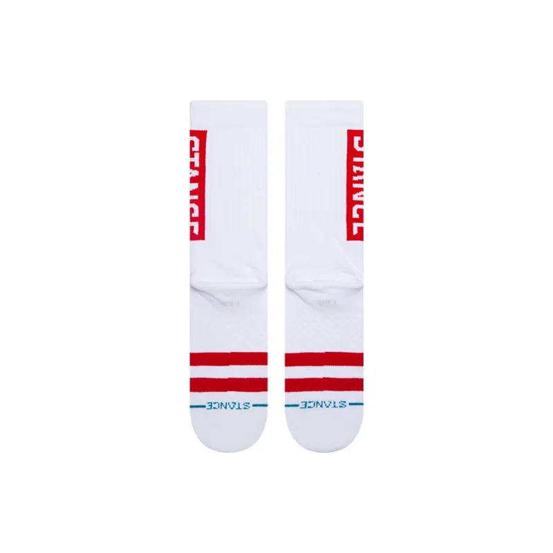 Stance Mid Calf Socks Men's 1 Pack White Red-1
