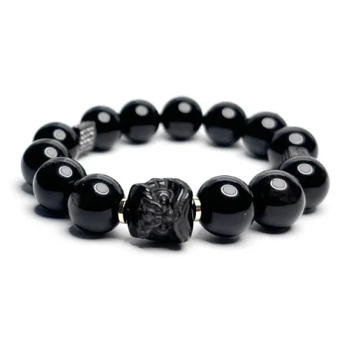 MOUNTAINS AND MANS Obsidian New Chinese Style Good Luck Beaded Bracelet Men's
