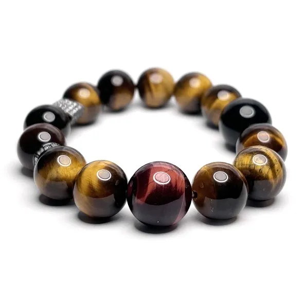 MOUNTAINS AND MANS Tiger's Eye Stone New Chinese Style Good Luck Beaded Bracelet Men's-1