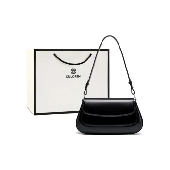 DULOREN Cow Leather Shoulder Bag Women's Black/Burgundy/Brown