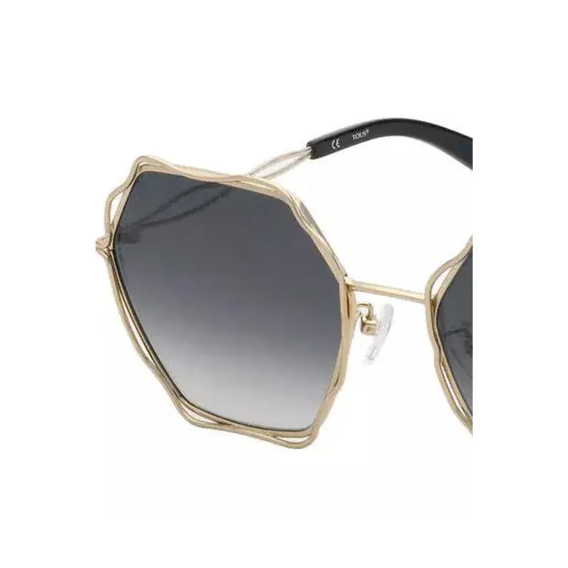 TAOSIXIONG Metal Irregular Shape Sunglasses Women's Gold-1