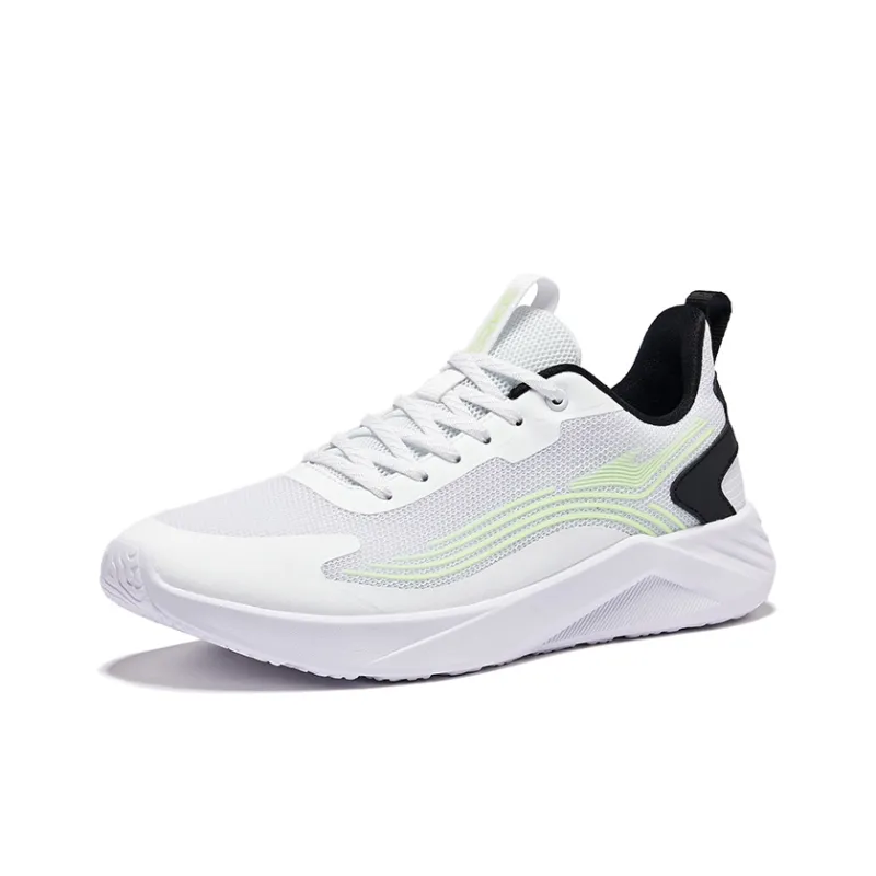 Erke Cushioning Rebound Low-Top Running Shoes Men's Uke White Cyan Apple Green-2