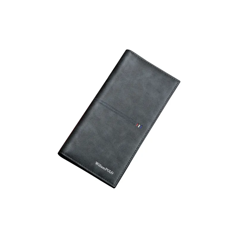 WilliamPOLO Microfiber Synthetic Leather Wallet Men's Blue Gray-3