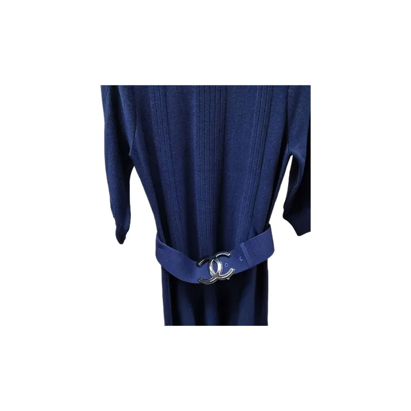CHANEL Long Sleeved Dresses Women's Blue-1