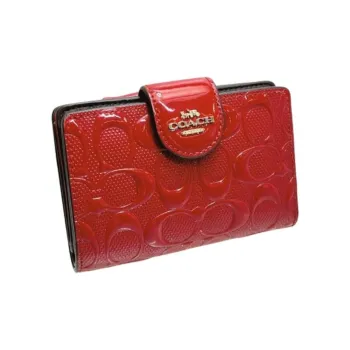 COACH Patent Leather Wallet Medium Size Women's Red