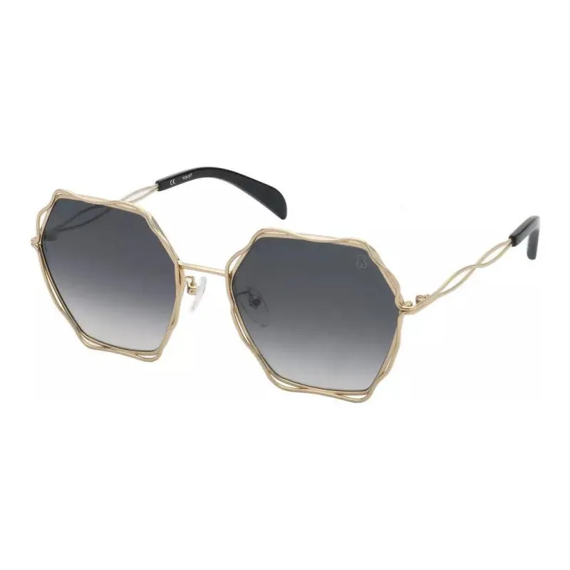 TAOSIXIONG Metal Irregular Shape Sunglasses Women's Gold-0