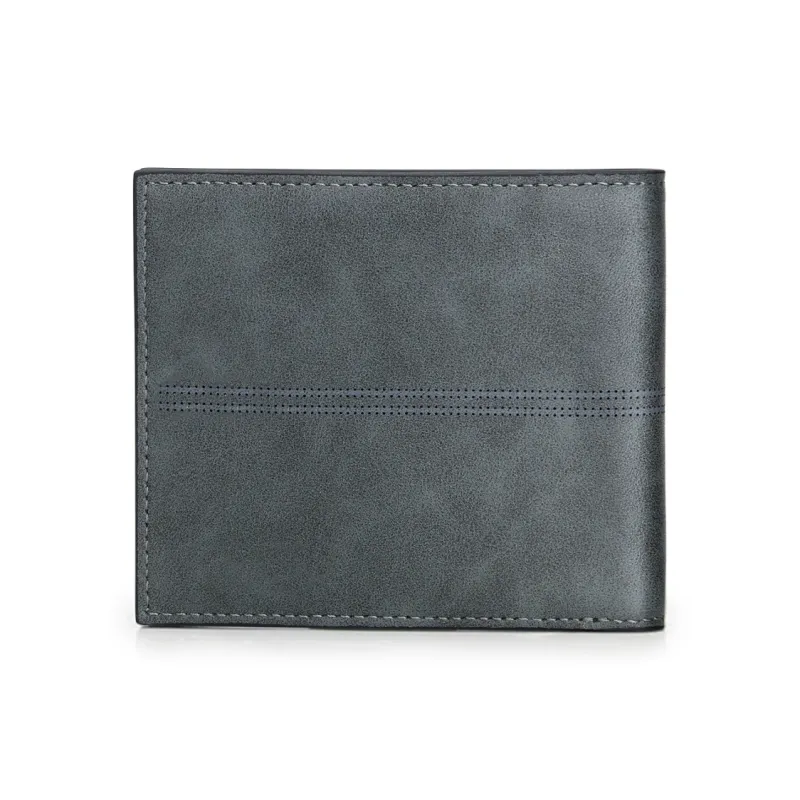 WilliamPOLO Microfiber Synthetic Leather Wallet Men's Blue Gray-6