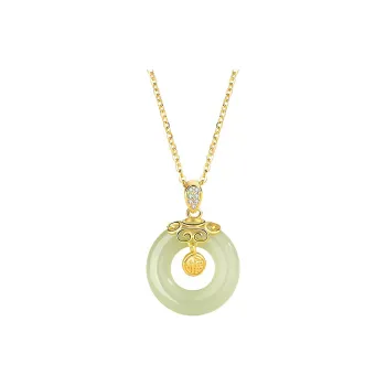 Andaozi Natural Hetian Jade Necklace Green Jade Women's